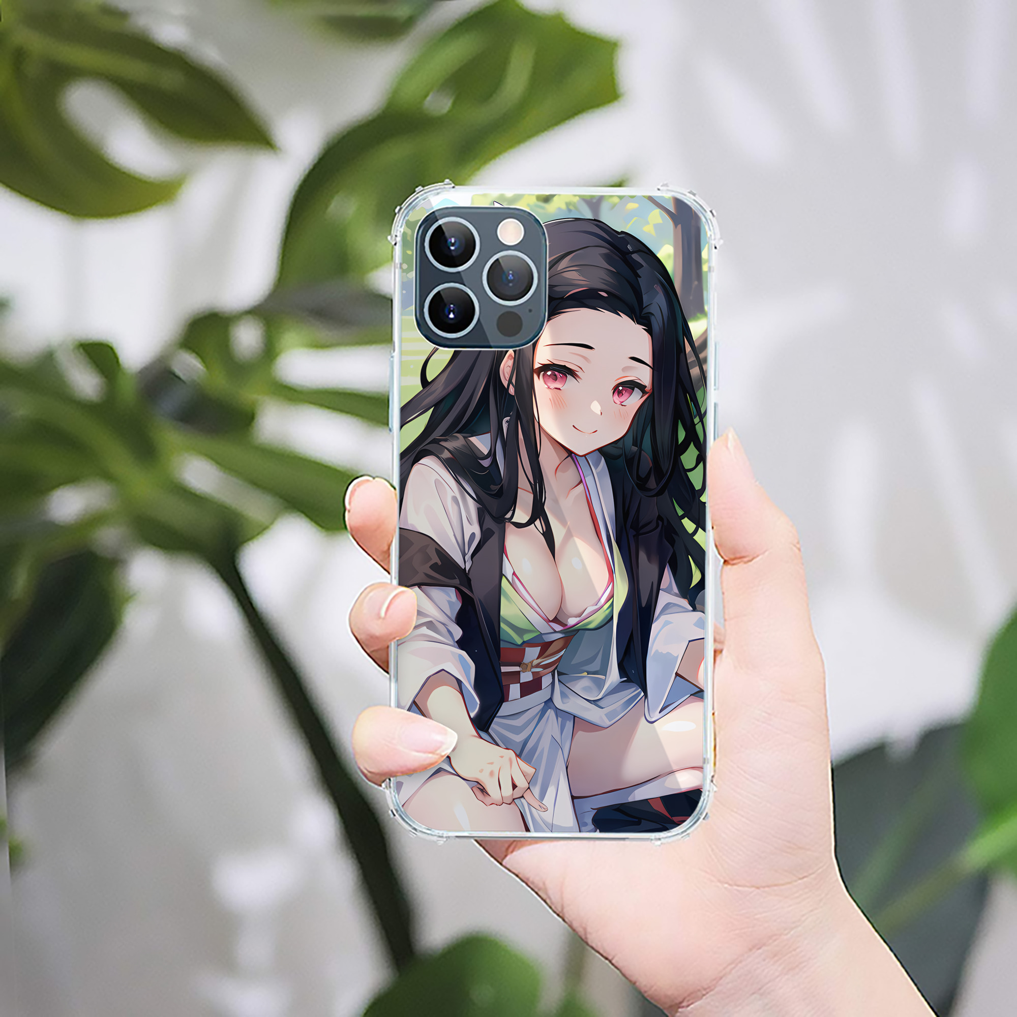 （画像用） 鬼滅の刃（きめつのやいば）竈門 禰󠄀豆子／かまど ねずこ Kamado Nezuko 【iPhone 12シリーズ対応】透明スマホケース（クリアソフトケース）